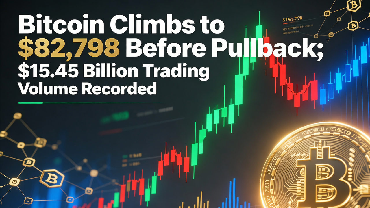 Bitcoin Climbs to $82,798 Before Pullback; $15.45 Billion Trading Volume Recorded