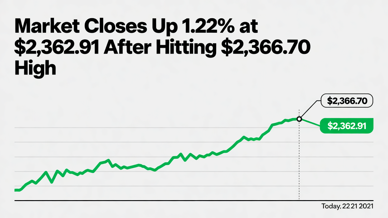 Market Closes Up 1.22% at $2,362.91 After Hitting $2,366.7 High