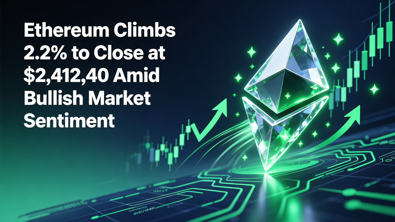 Ethereum Climbs 2.2% to Close at $2,412.40 Amid Bullish Market Sentiment