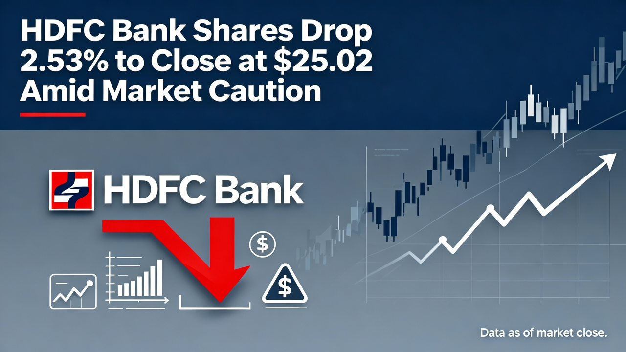 HDFC Bank Shares Drop 2.53% to Close at $25.02 Amid Market Caution